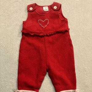 Hanna Anderson Girls Pink Quilted Romper With White Heart Size 6-12 Months (70)